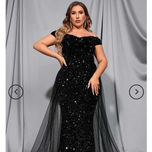 Off the shoulder mermaid sequence dress - Picture 1 of 2